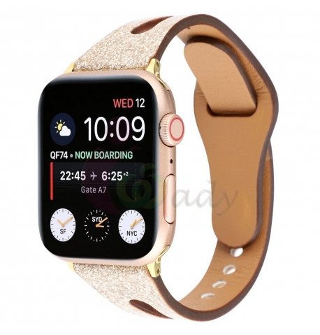 Glitter Leather Strap compatible for Series 7 Smart Watch [White]