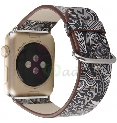 Printed Floral Leather Strap compatible for Series 7 Smart Watch